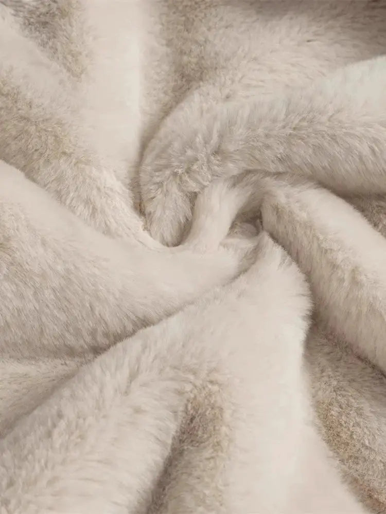 Mauroicardi padded jacket with faux fur interior; beige plush fabric close-up
