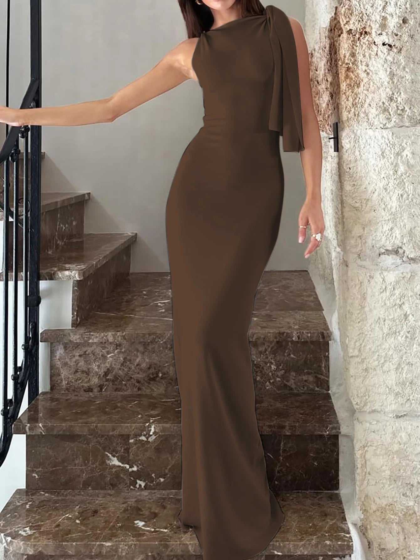 Hugcitar O Neck Sleeveless Patchwork Bodycon Maxi Dress Y2K Party