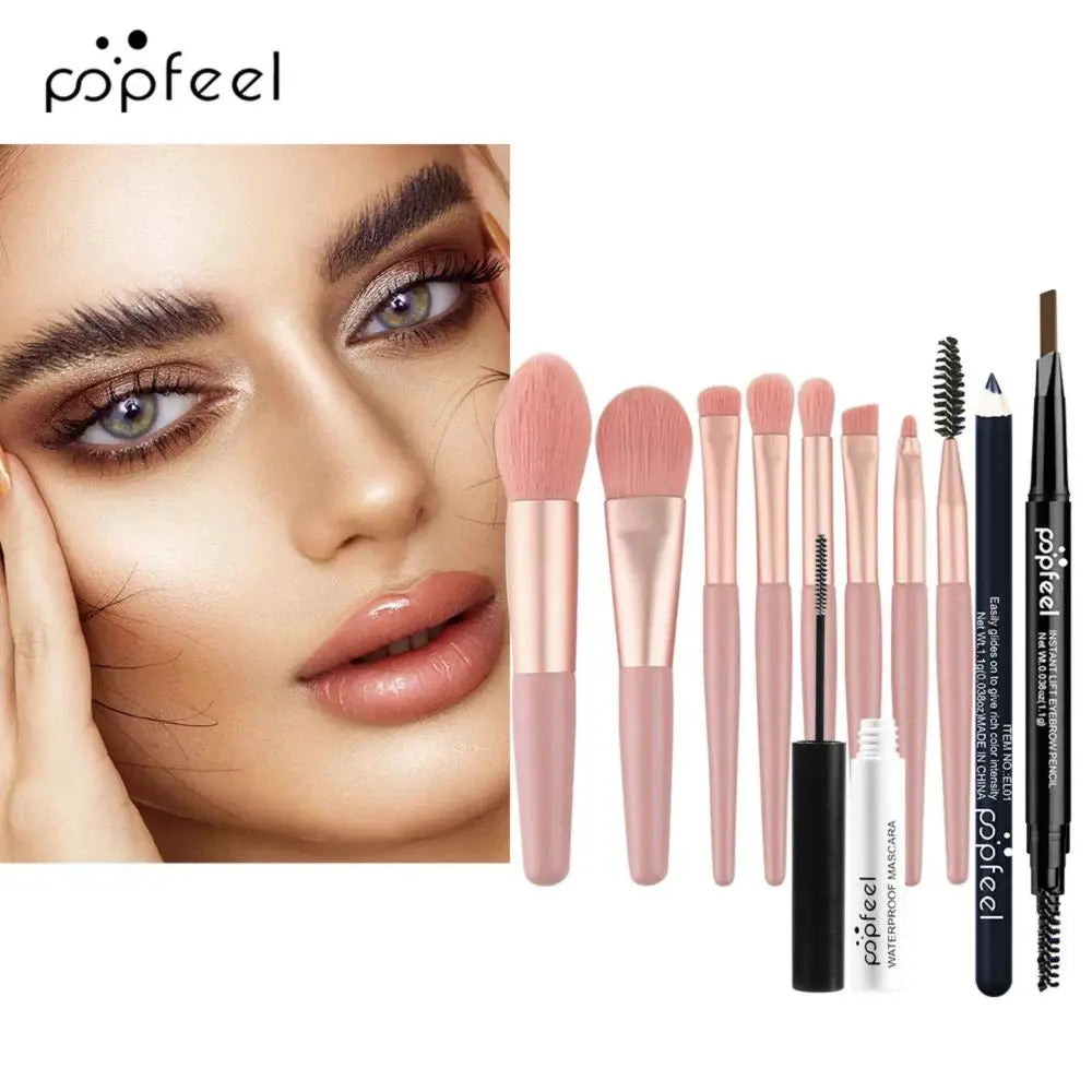 PopFeel 40 Color Eye Makeup Palette Set With Eyebrow Pencil Eyeliner Mascara And Brushes Complete All In One Eye Kit