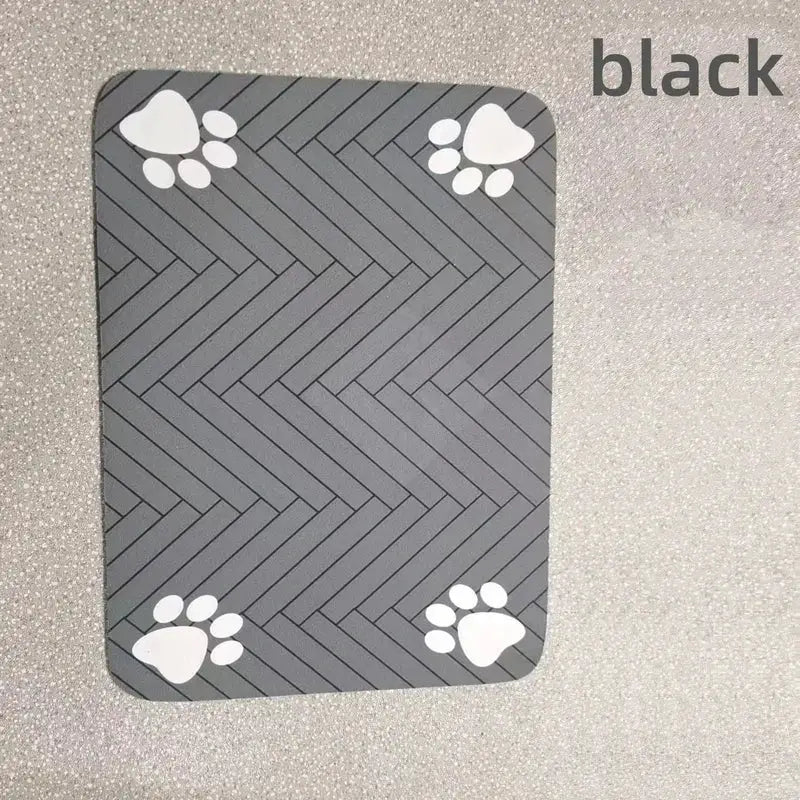 Absorbent Pet Mat for dog and cat bowls, black, waterproof non-slip, Simples Market