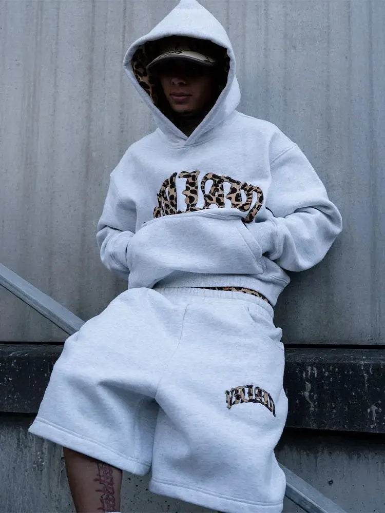 2025 new Y2K trendy high-quality cross-border leopard Embroidered casual sports men's and women's hooded sweatshirt pants