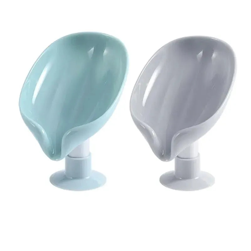 2pcs suction-cup soap drain racks in pastel blue and gray, Simples Market