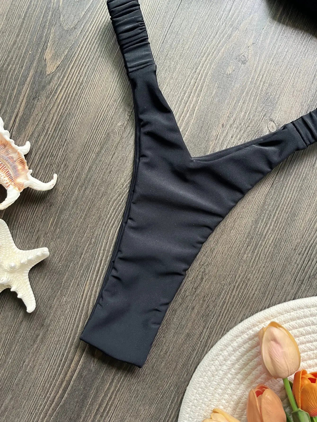 Micro bikini bottom black thong style by Simples Market, women's swimwear