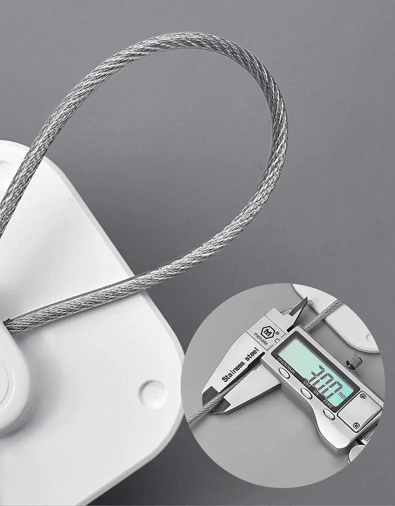 Baby safety lock cable for windows and refrigerators by Simples Market; stainless steel security cord.