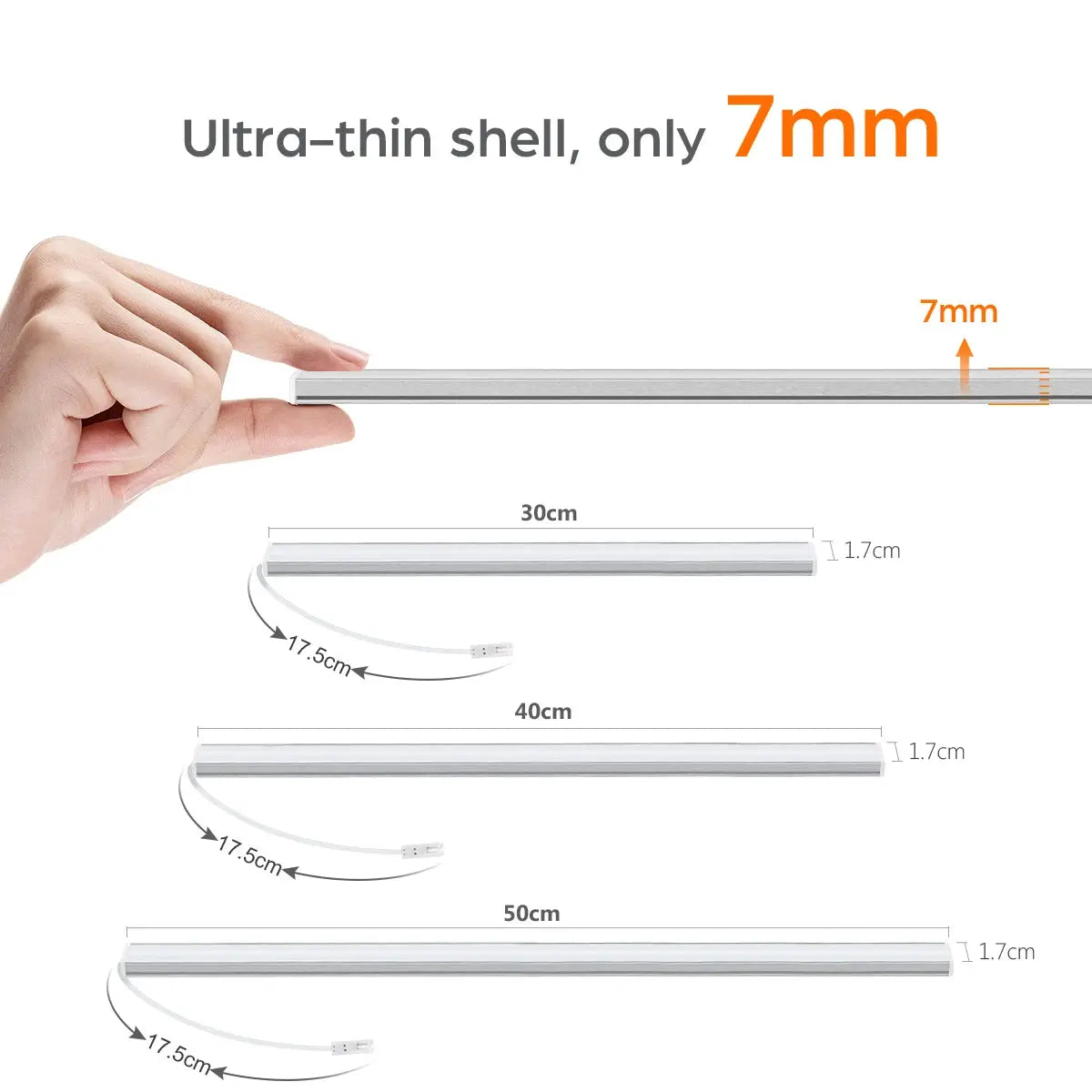 Under-Cabinet LED Bar Light by Simples Market, ultra-thin 7mm, dimmable