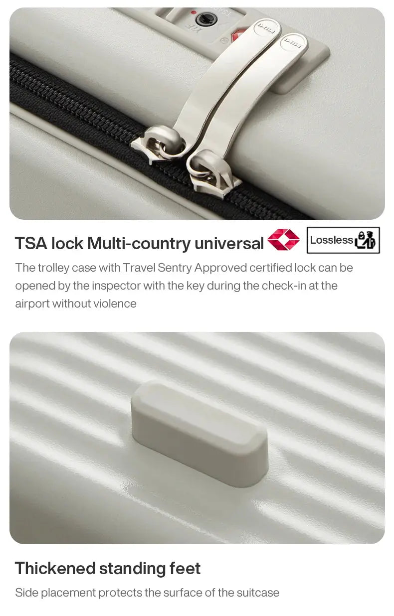 Simples Market Mixi aluminum-frame carry-on suitcase with TSA lock and thickened standing feet