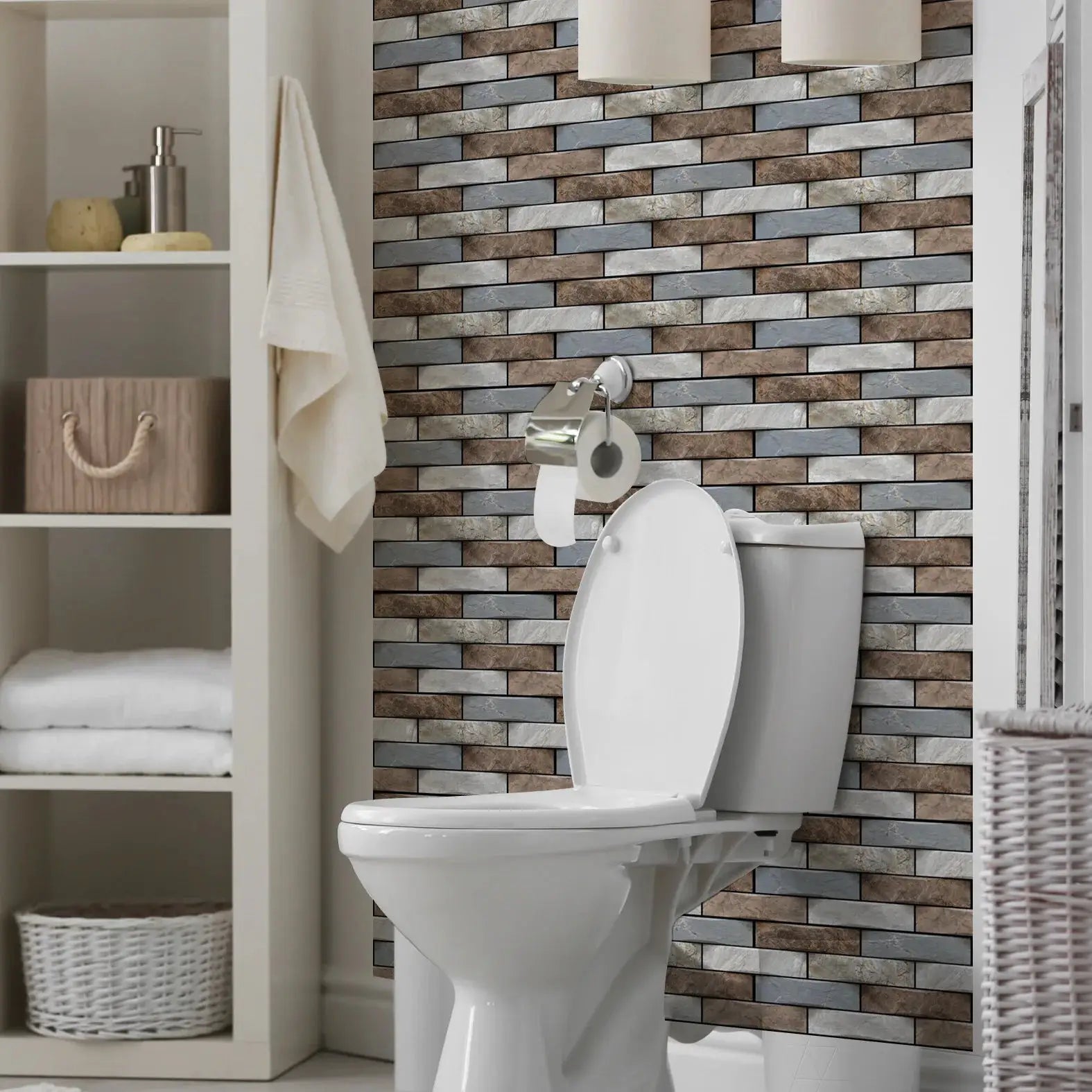 Simples Market self-adhesive tile wall stickers set (5/10 pcs) 3D PVC waterproof wallpaper in grey tones for bathroom