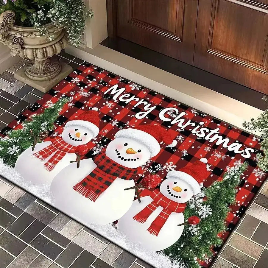 Christmas Tree Santa Claus Elk Entrance Doormat Anti Slip Floor Mat for Entry Door