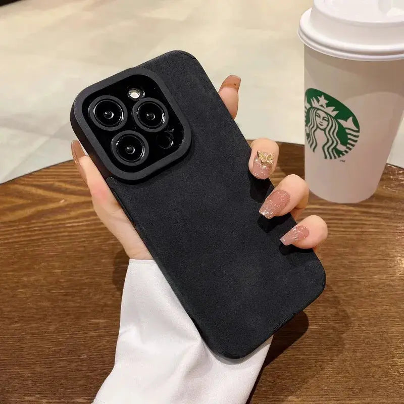 Fashion Matte Leather Silicone Case For iPhone 14 Plus 12 13 Mini 11 16 15 Pro Max 17 Pro Max Lens Protection