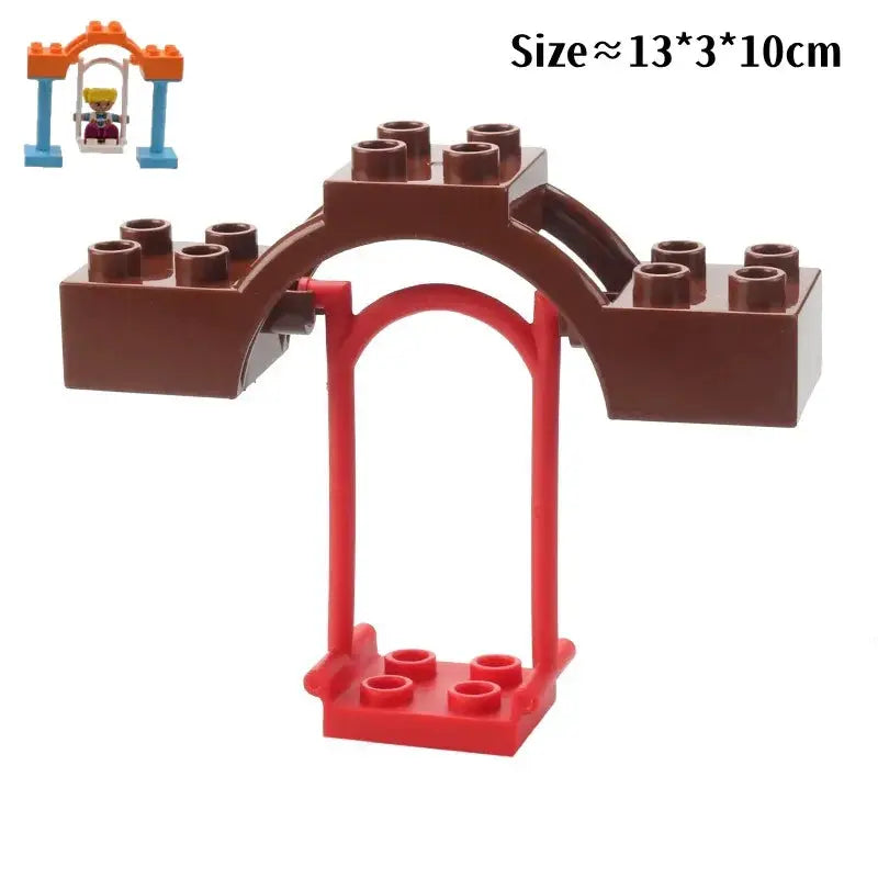Big Building Blocks Duplo Compatible Large Brick Ferris Wheel Seesaw Slide Swing Educational Toy For Kids
