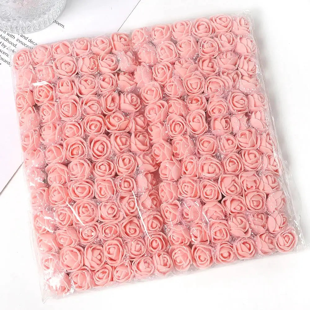 96 Pcs Mini Rose Artificial Flowers Bouquet 7.5cm Foam Fake Flowers Wedding Decoration For Home Room Decor