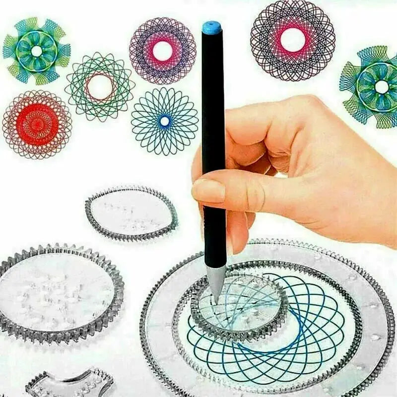 27 Piece Tin Draw Spirograph Design Set For Kids Arts And Crafts Drawing Kit Creative Patterns
