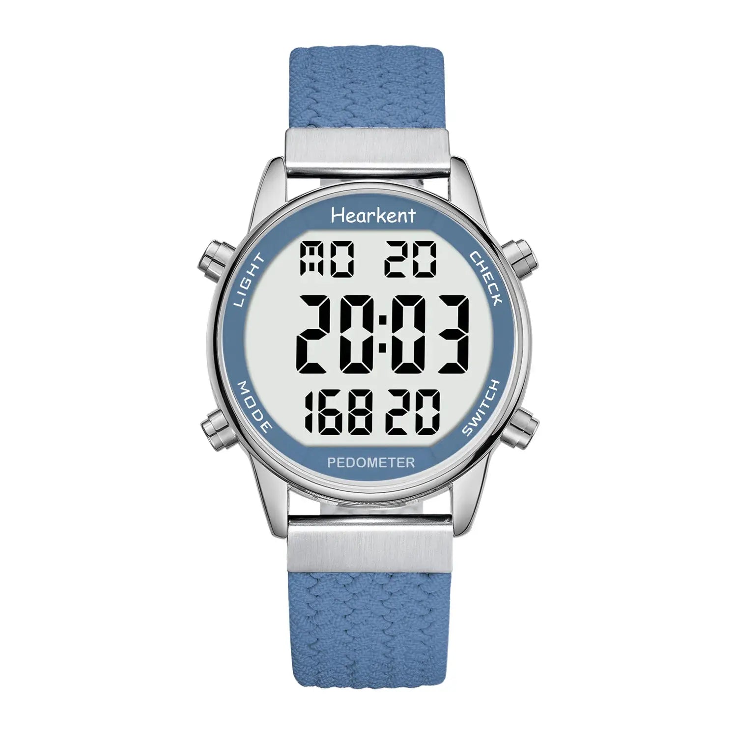 Hearkent pedometer sport watch with blue strap and digital display