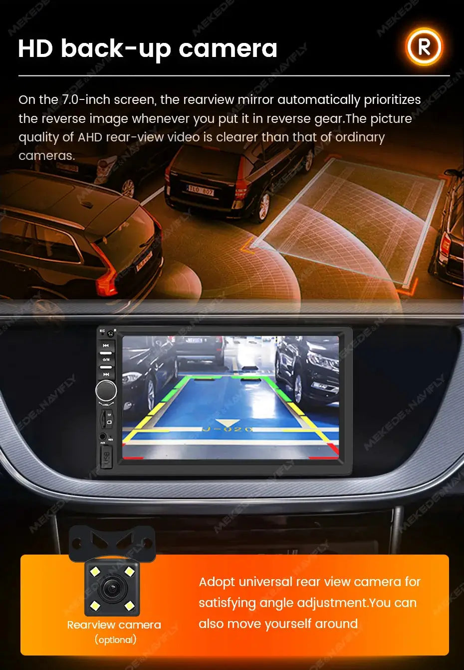 Simples Market 1DIN MP5 6.86-inch touchscreen car radio, black multimedia head unit with rear-view camera