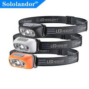 BrightPulse USB Rechargeable Headlamp 500 Lumen Motion Sensor Hands Free Light For Running Fishing Hiking