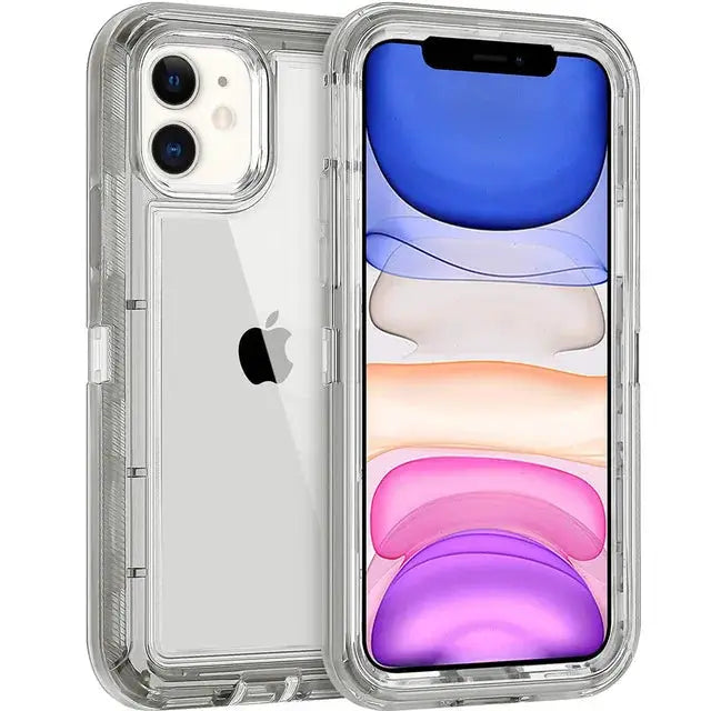 3-in-1 transparent shockproof iPhone case Simples Market for iPhone 14-16 Pro Max, clear hard shell