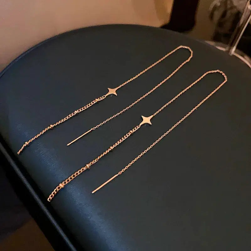 Geometric Square Drop Earrings For Women Korean Fashion Gold Color Long Tassel Dangle Party Jewelry Gift