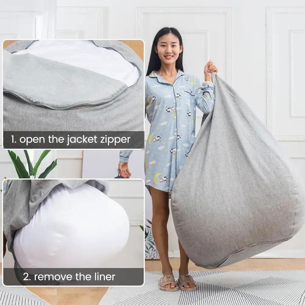 Bean bag inner liner with removable gray cover and white lining