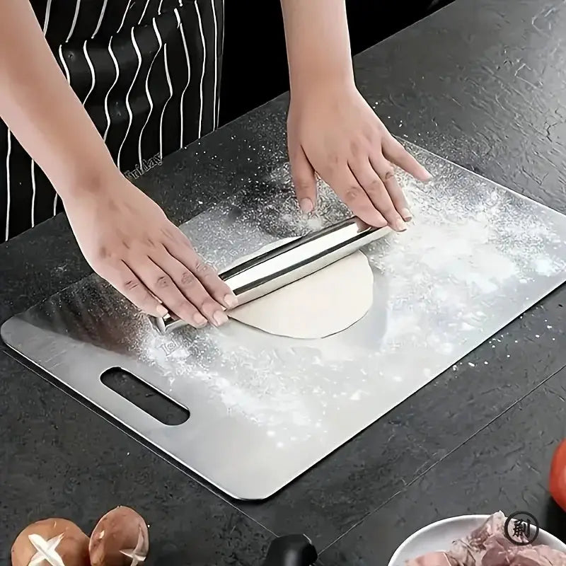 Stainless Steel Cutting Boards Set Three BPA Free Dishwasher Safe Non Slip With Juice Groove Rustproof Space Saving