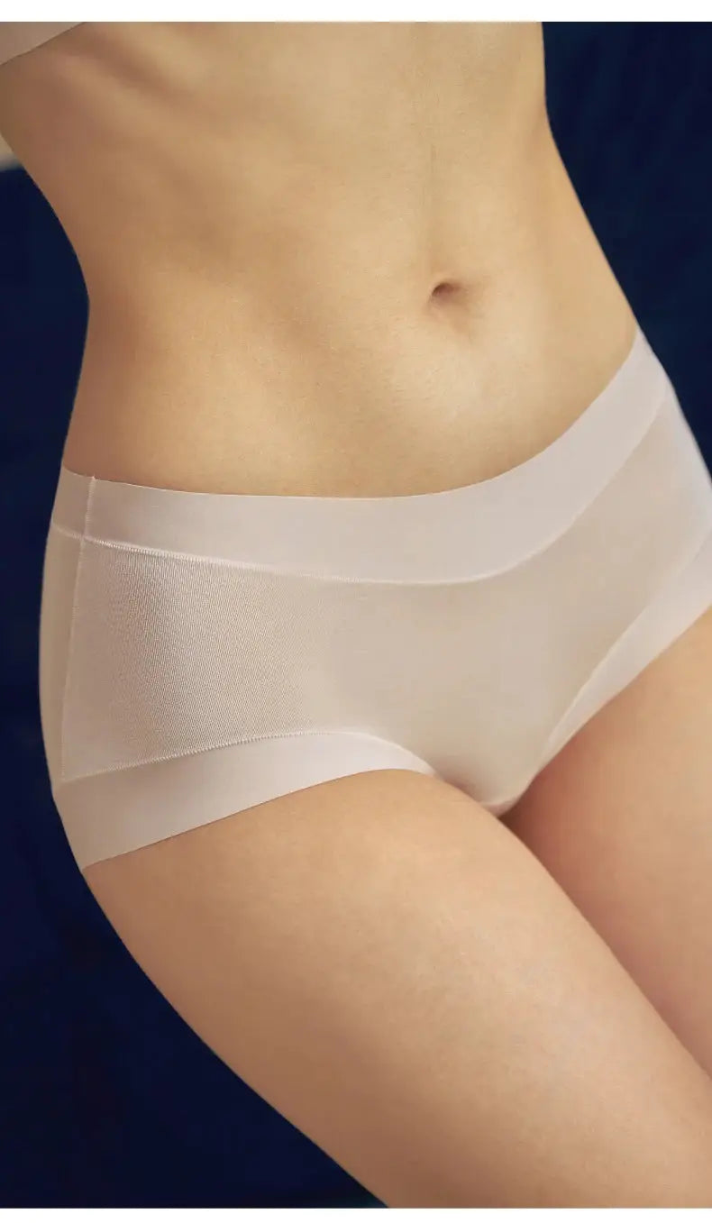Beige seamless women's panties; breathable stretchy fabric