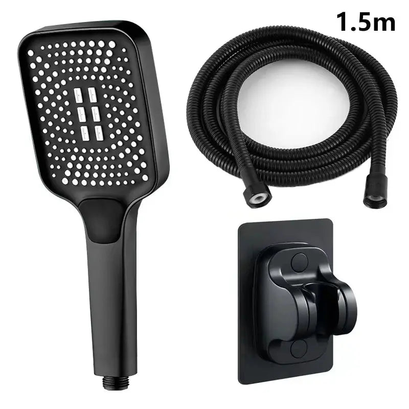 Simples Market black overhead rain shower head kit with 1.5m hose and wall mount