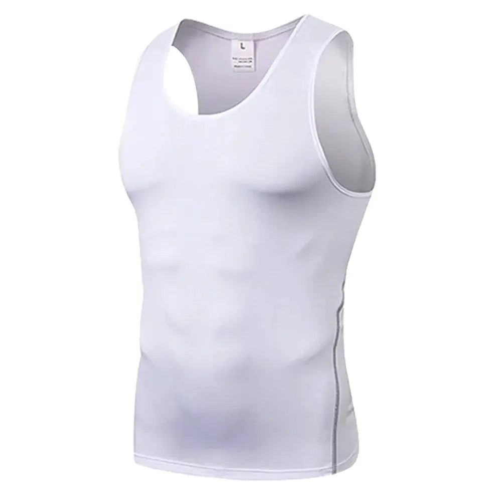 Simples Market men's white compression shirt with tummy control for workout