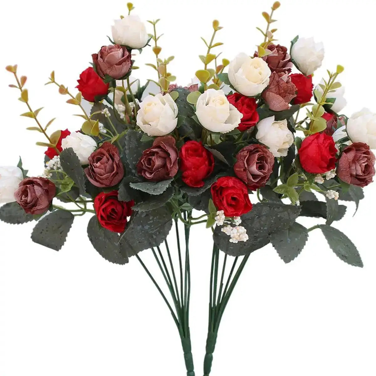 Artificial Silk Rose Bouquet 7 Stems 21 Heads for Wedding Christmas Wreath Home Decor Vase Bridal Bouquets