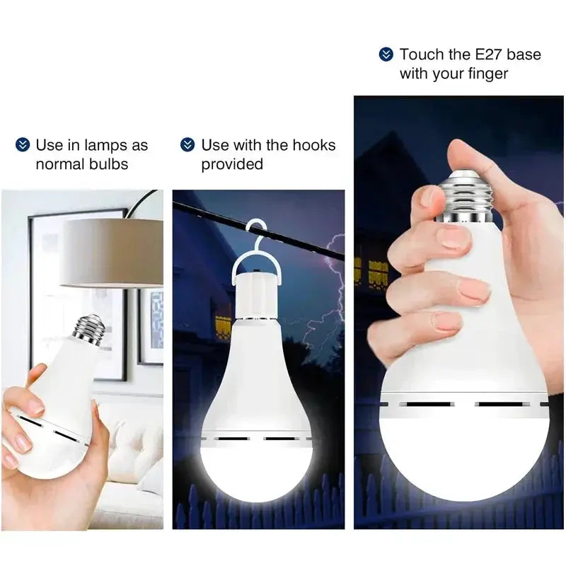 LED Rechargeable Light Bulb 7W 9W 12W 15W Emergency Portable Hanging Camping Lamp for Tent Home Power Outage Porch