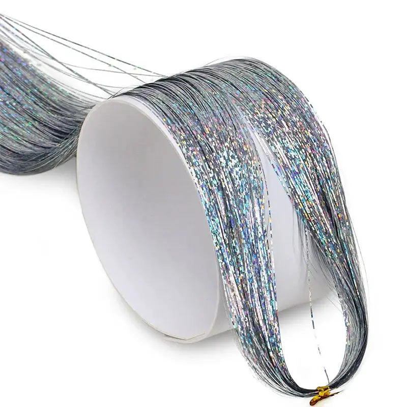 Synthetic Sparkling Tinsel Hair Extensions Holographic Colorful Glitter Fairy Hair For Parties Festivals