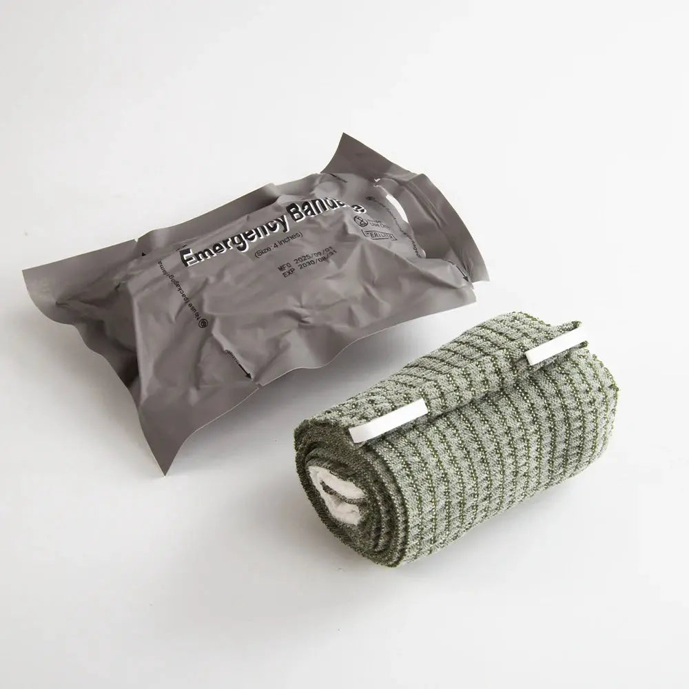 Simples Market IFAK medical trauma kit, 2-piece set with Israeli bandage and rolled olive-green gauze, gray pouch