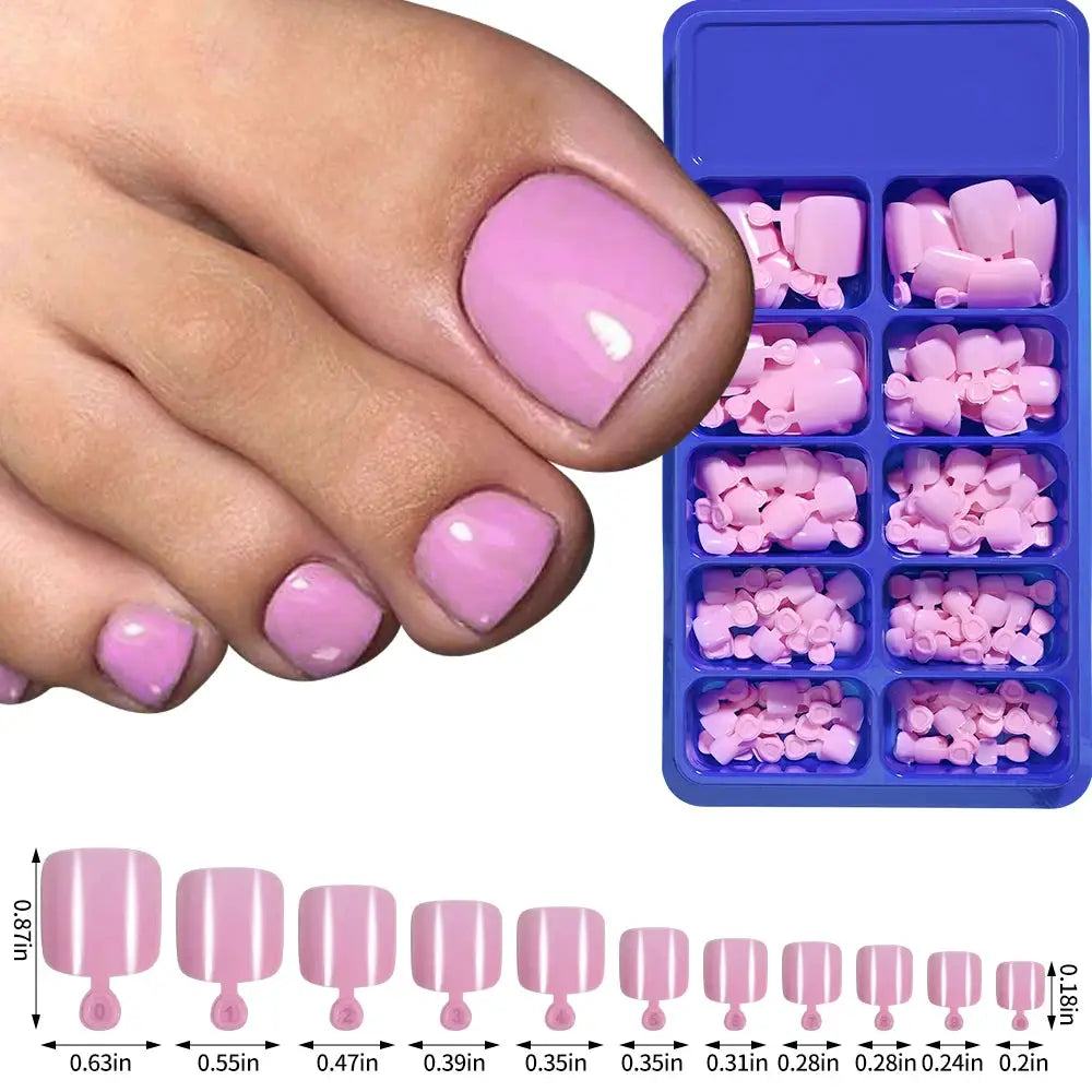 Glamour Nail Natural White Press On Toenails 100Pcs Full Cover Square Acrylic False Nails Kit For Salon Pedicure
