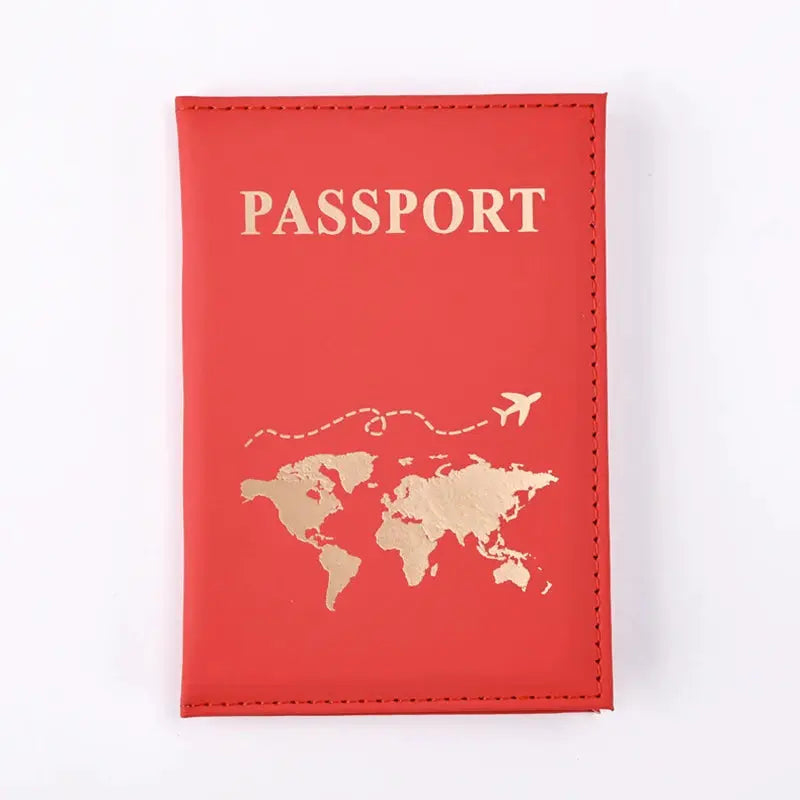 World Pattern Passport Holder PU Leather Protective Cover Travel Wallet Card Case Unisex Gift
