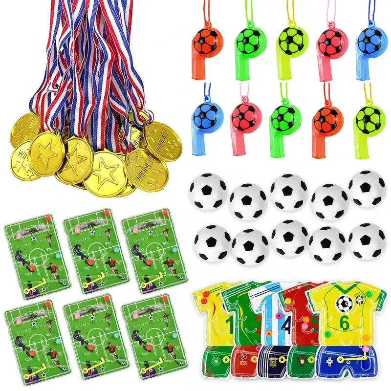Soccer Theme Party Favors Set Bracelets Keychains Pin Ball Maze Toys