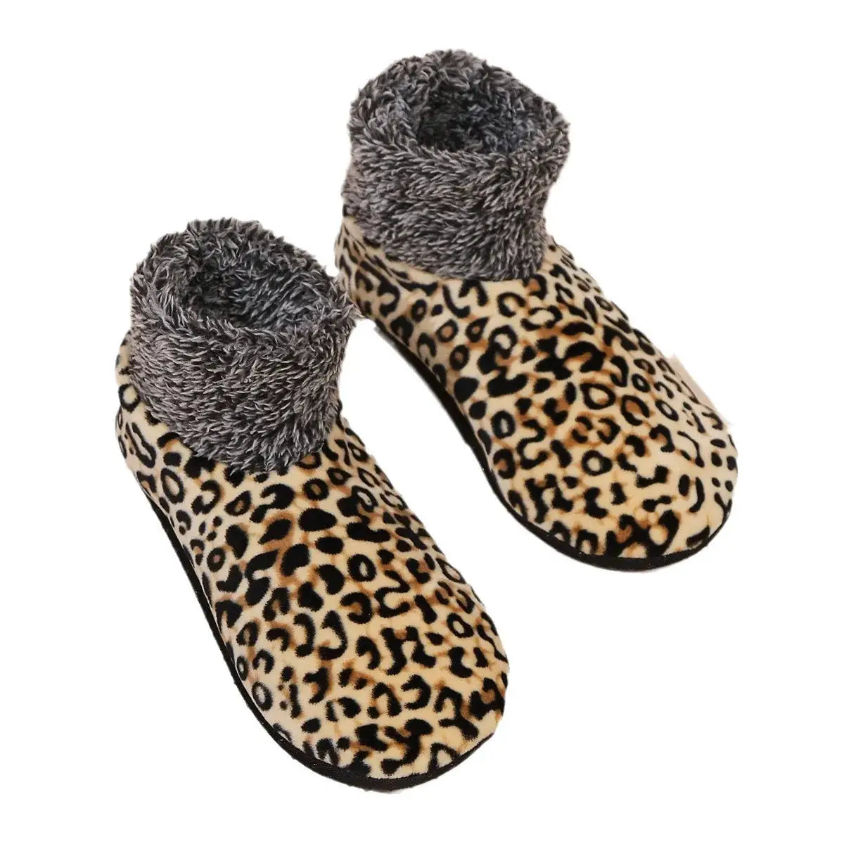CozyNest Unisex Leopard Print Floor Socks With Non Slip Soles For Warm Home Comfort In Fall And Winter