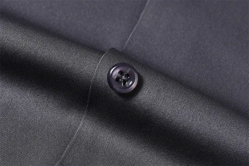 Men's long-sleeve business casual shirt, dark solid color with buttoned cuff
