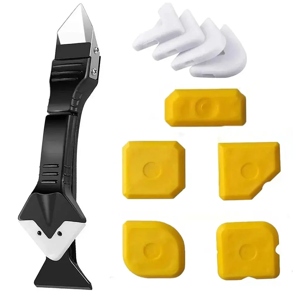 5-In-1 Silicone Scraper Squeegee Glue Remover Knife Caulking Tool Kit For Grout Crack Repair
