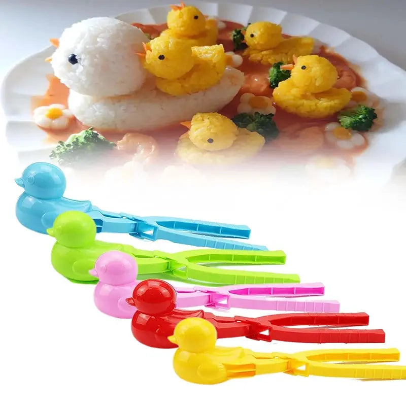 Duck Rice Mold DIY Snowball Maker with Handle Eco Friendly PP Plastic Cute Animal Rice Shaper for Kids and Adults