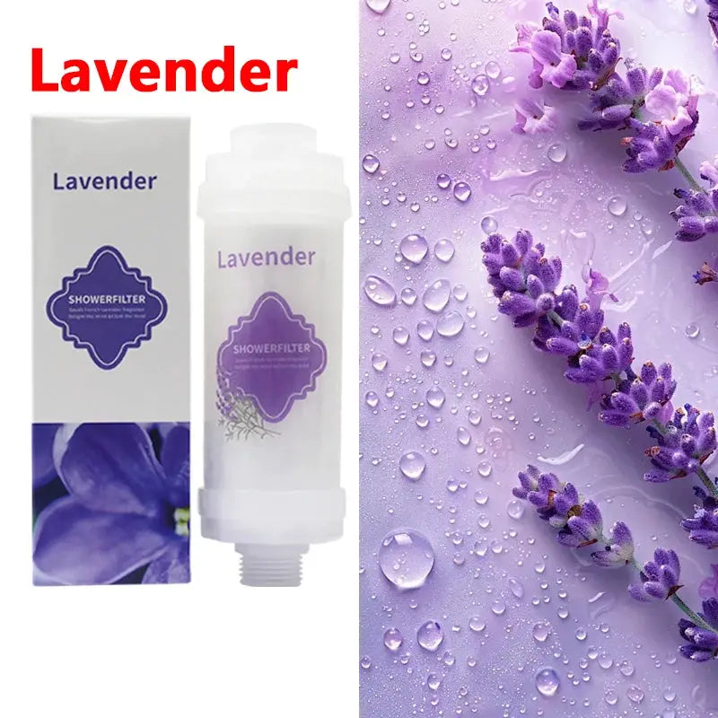 Shower filter cartridge 2-piece set by Simples Market; lavender label on white bottle with lavender imagery.