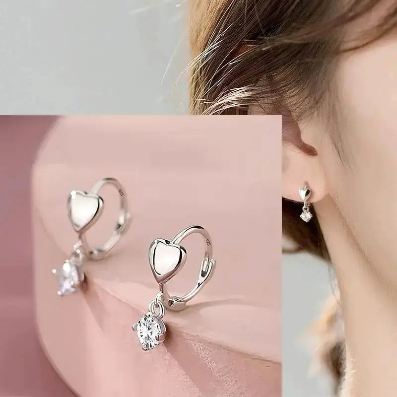 925 Sterling Silver Star Hoop Earrings For Women And Girls Trendy Original Hip Hop Style Jewelry Gift