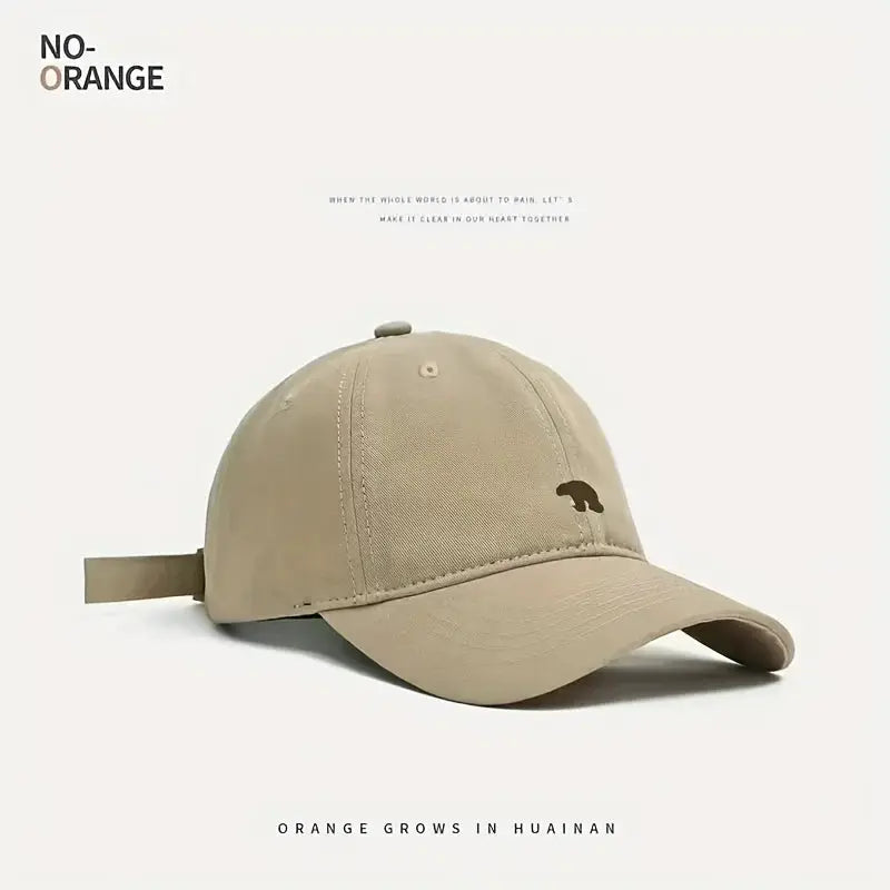 Bear Embroidered Baseball Cap Sun Protective Breathable Cotton Adjustable Unisex Casual Hat