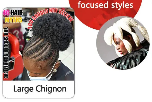 Crochet hair extensions by Simples Market, synthetic Kanekalon pre-stretched curly jumbo braids, black chignon style