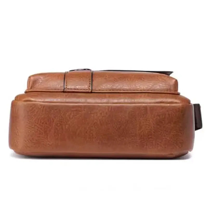 Daily wear vintage PU leather messenger bag in brown with a spacious interior for daily items.