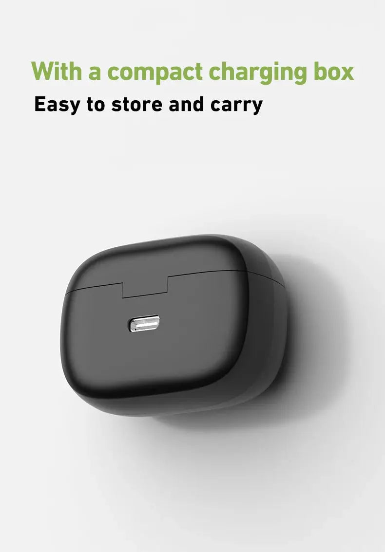 HTC NE51 Bluetooth earphones charging case, compact black box for portable wireless earbuds