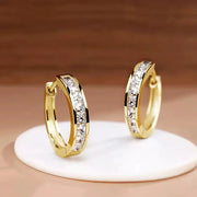 Huitan Classic Design Women Hoop Earrings With Princess Square CZ Cubic Zirconia Elegant And Versatile Jewelry