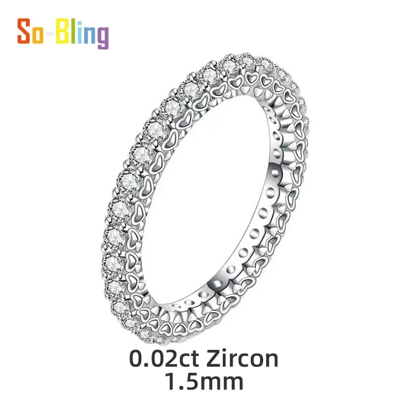 So-Bling S925 Sterling Silver ring for women with 0.02ct zircon stones