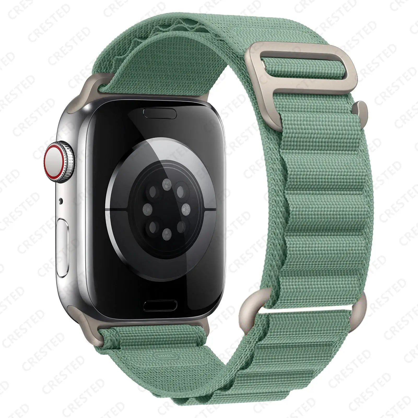 Apple Watch nylon Alpine strap in green for 40–49mm models with metal buckle