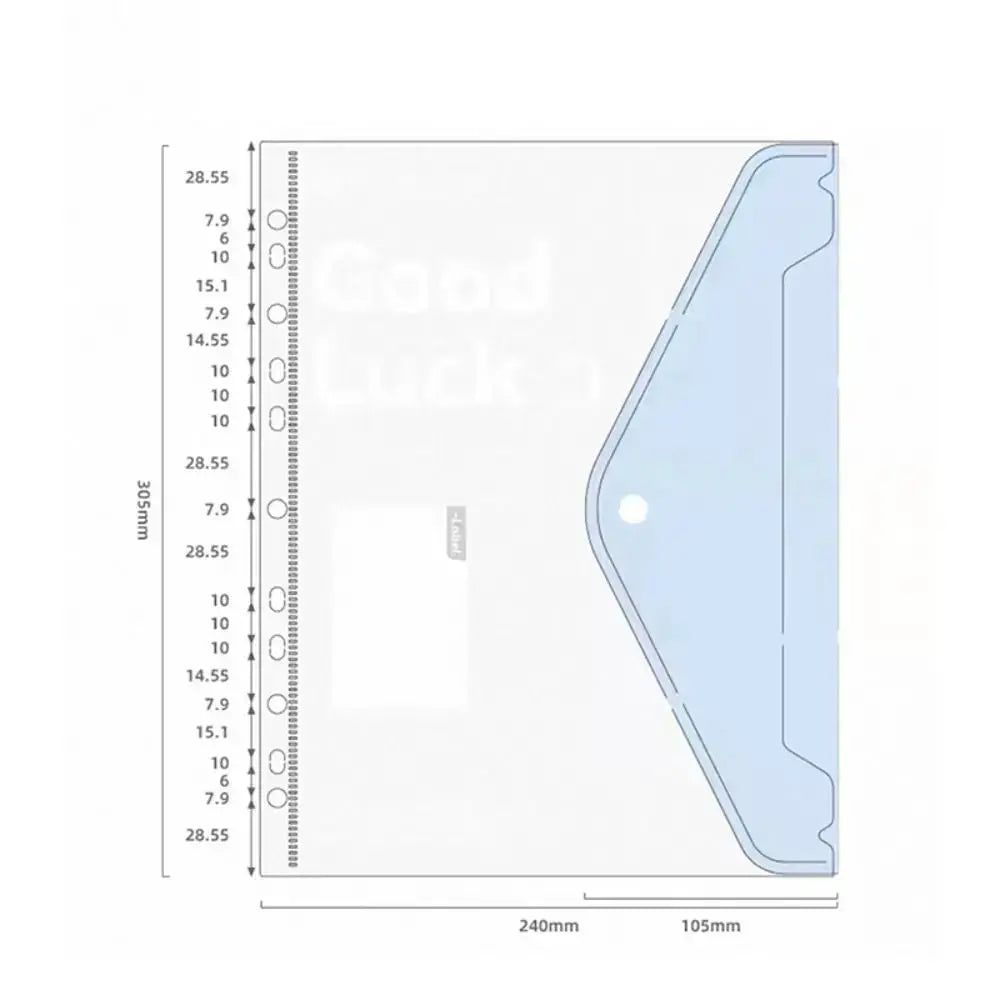 A4 file folder by Simples Market, INS Style transparent with detachable data book and blue pocket
