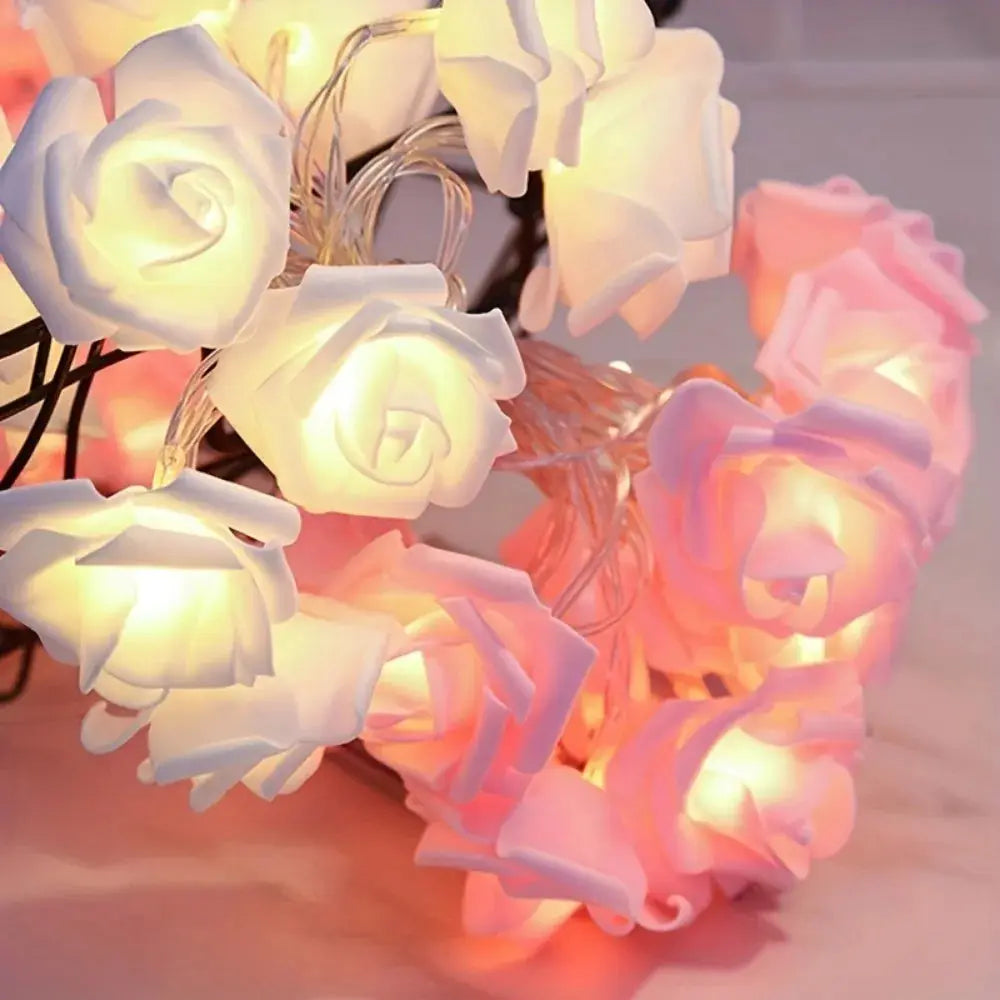 2 Meter 10 Led Rose String Lights White And Pink For Room And Garden Decor Night Light Without Battery