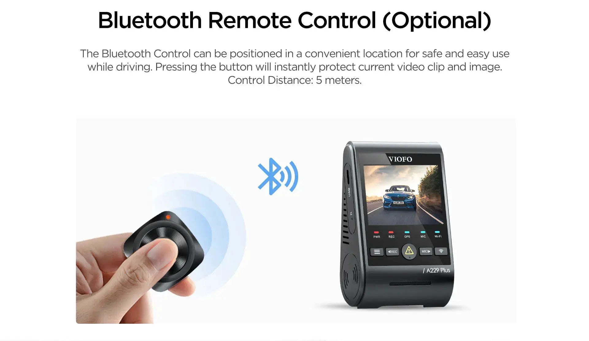 VIOFO A229 Plus dash camera with 2K HDR and Sony Starvis 2 sensor; hand holding magnetic mount