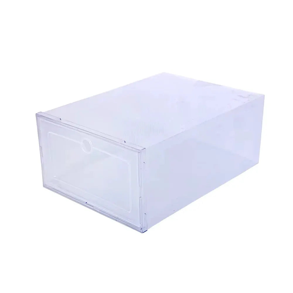 6 Pack Transparent Thickened Foldable Shoe Boxes Dustproof Stackable Storage Organizers For Shoes